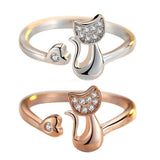 Bague ouverte chat mignon – Zircone cubique