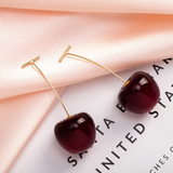 Boucles d'Oreilles de Luxe Cerise Rouge