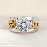 Bague vintage incrustée de zircone, or et argent