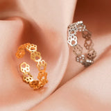 Bague ajustable avec empreinte de patte – En acier inoxydable