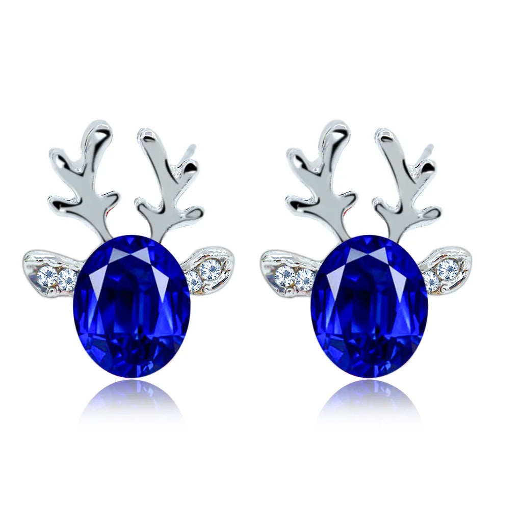 Boucles d'oreilles festives en cristal en forme de renne
