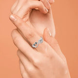 Bague en zircone avec motif patte, cœur et infini