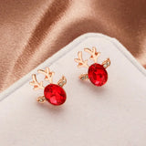 Boucles d'oreilles festives en cristal en forme de renne