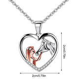 Magnifique collier cœur zircon fille et cheval