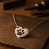 Collier pendentif cœur et patte en argent
