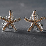 Boucles d'oreilles vintage en argent avec étoiles de mer brillantes