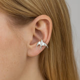 Magnifiques boucles d'oreilles à clip en forme d'hirondelle argentée