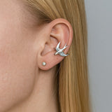 Magnifiques boucles d'oreilles à clip en forme d'hirondelle argentée