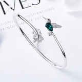 Bague ajustable colibri avec diamant en strass