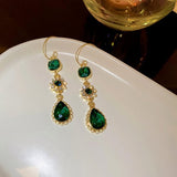 Boucles d'oreilles vintage de luxe en cristal vert