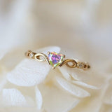 Bague Coeur en Cristal Rouge en Or