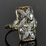 Bague creuse vintage rectangulaire en zircone