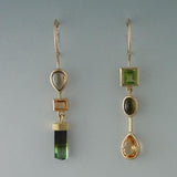 Boucles d'oreilles pendantes vintage vertes et orange