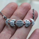 Collier vintage argenté Moon Cicle