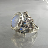 Bague vintage en argent avec pierre de lune