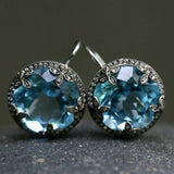 Boucles d'oreilles vintage en cristal bleu arrondi