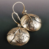 Boucles d'oreilles vintage en argent en forme de fleur arrondie