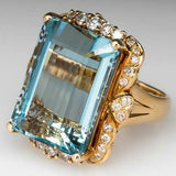 Bague vintage en zircone bleue et or