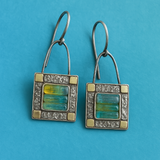 Boucles d'oreilles en cristal bleu-vert