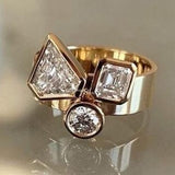 Bague vintage géométrique en or avec zircone