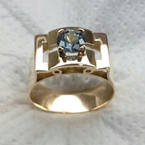 Bague vintage en zircone bleue dorée