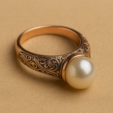 Bague vintage en or et perles