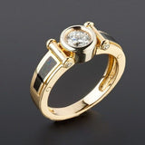 Bague vintage en zircone noire et or