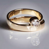 Ensemble de bagues vintage en or fin et zircone