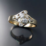 Bague ouverte vintage en or avec zircone