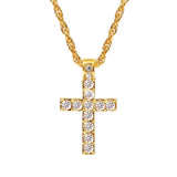 Collier pendentif croix rétro en or et argent