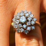 Bague vintage fleur zircone