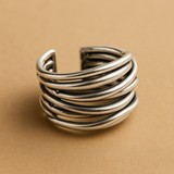 Bague ajustable à plusieurs rangs en argent sterling 925