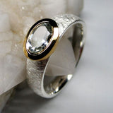Bague vintage en verre, or et argent