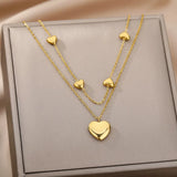 Collier pendentif cœur multicouche