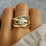 Bague vintage en or incrustée de zircone