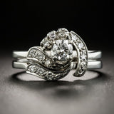 Bague vintage irrégulière en zircone argentée