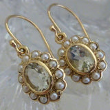 Boucles d'oreilles vintage en perles et verre vert