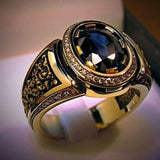 Bague vintage bleu foncé et or