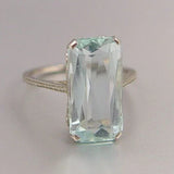Bague vintage en cristal turquoise clair
