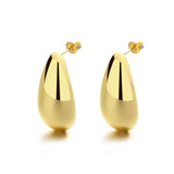 Boucles d'oreilles élégantes en or brillant en forme de goutte d'eau
