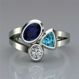 Bague vintage en argent avec cristaux bleus