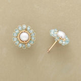 Boucles d'oreilles vintage en cristal bleu, fleur et perles