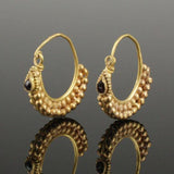 Boucles d'oreilles créoles vintage en or et zircone noire