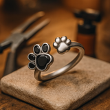 Bague ajustable créative et mignonne avec empreinte de patte