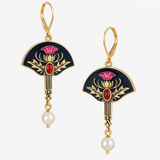 Boucles d'oreilles bohèmes avec perles et cristal rouge