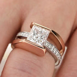 Bague carrée vintage en zircone