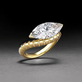 Bague vintage en verre et or