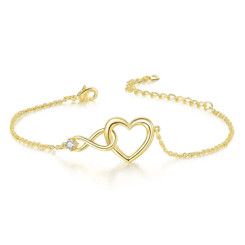 Bracelet rétro cœur en or et argent