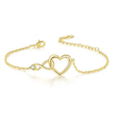 Bracelet rétro cœur en or et argent