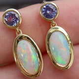 Boucles d'oreilles vintage en opale dorée